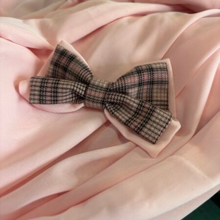 classic pink check dog bow