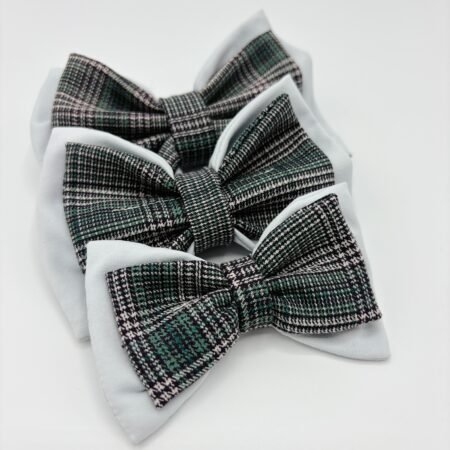 Poochi dog bow - Green check 4