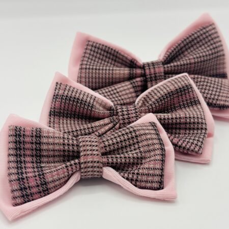 Poochi dog bow - pink check group 3