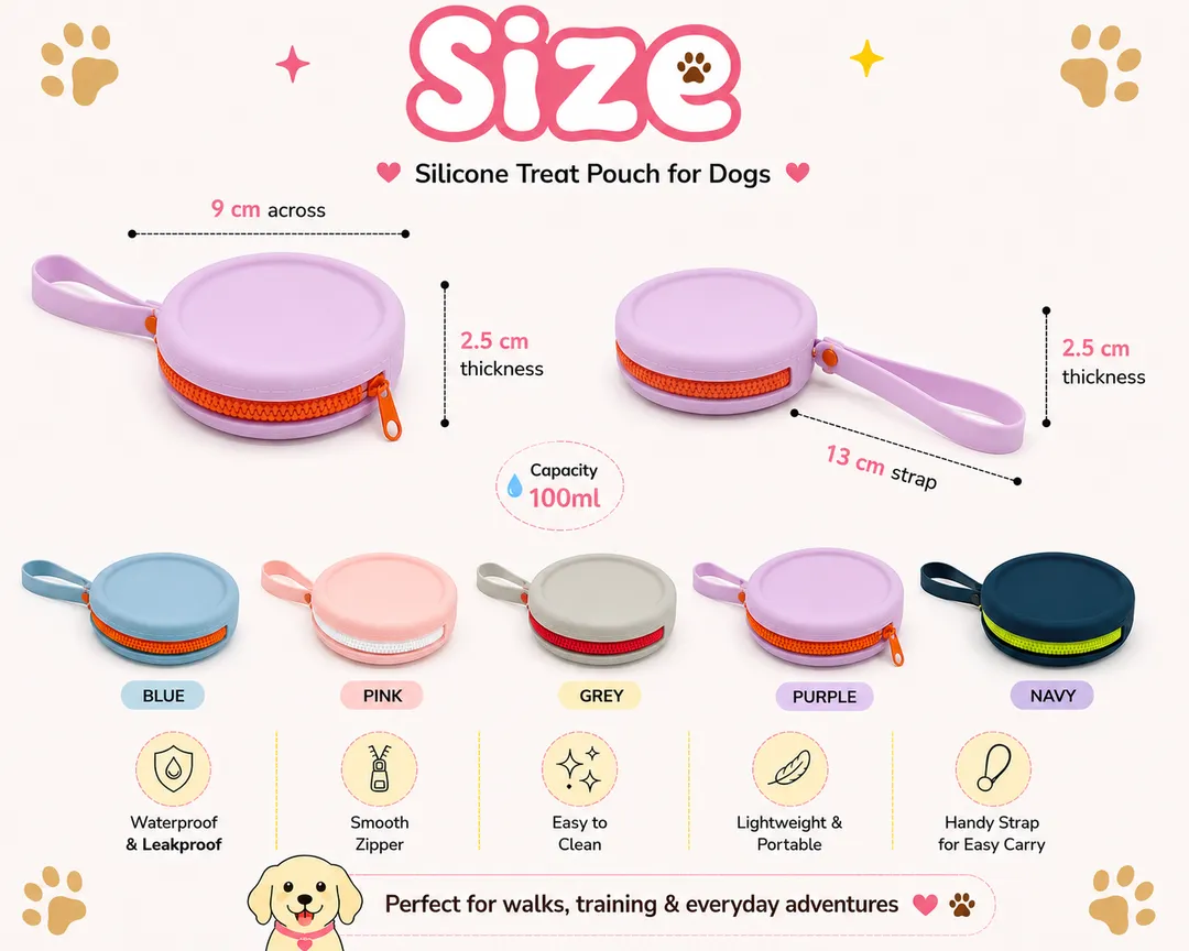 Silicone Zip-Up Dog Treat Purse with strap - Image 16