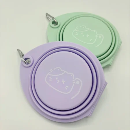 Collapsible Silicone Double Dog Bowl with clip