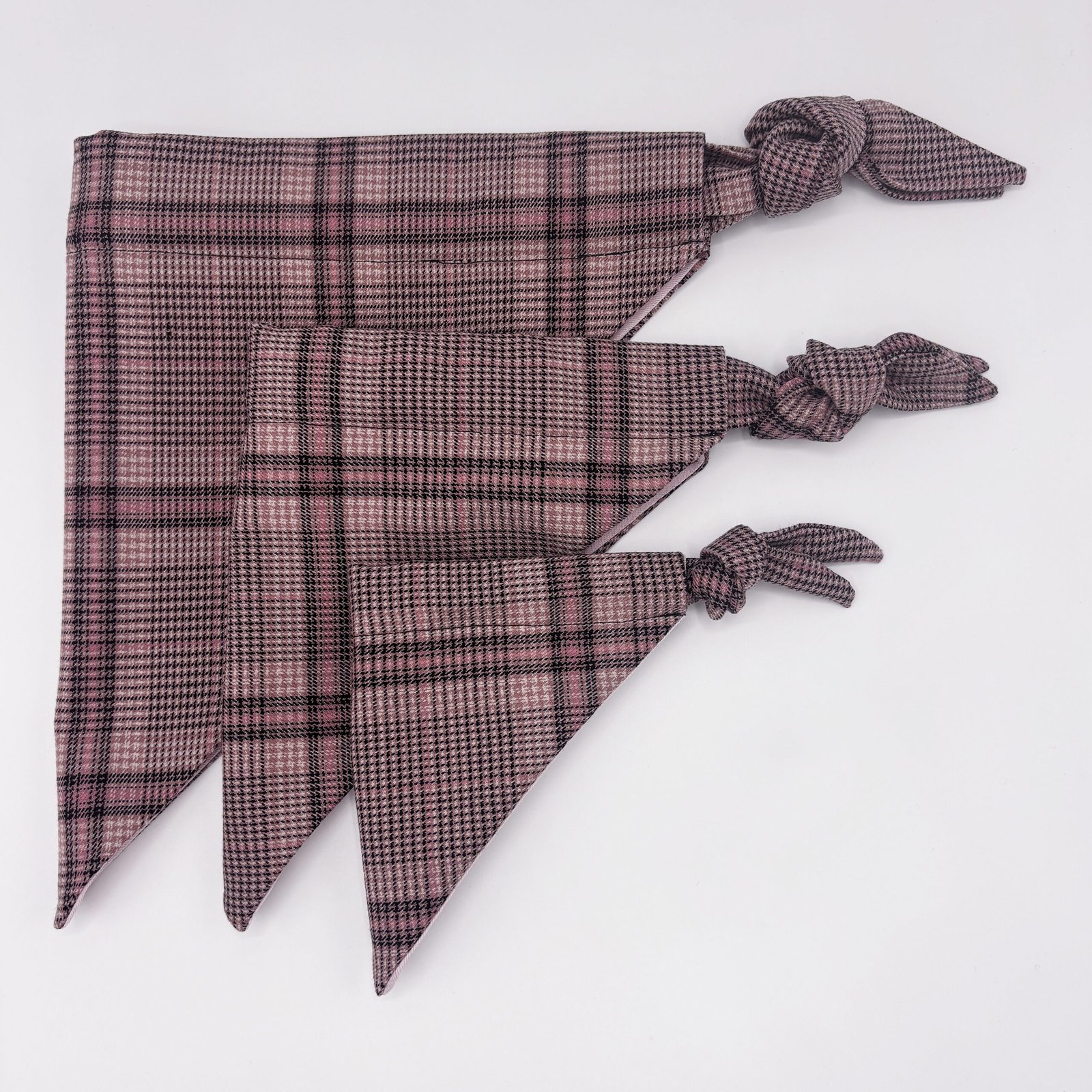 Poochi dog bandana in classic pink check fabric. made in London