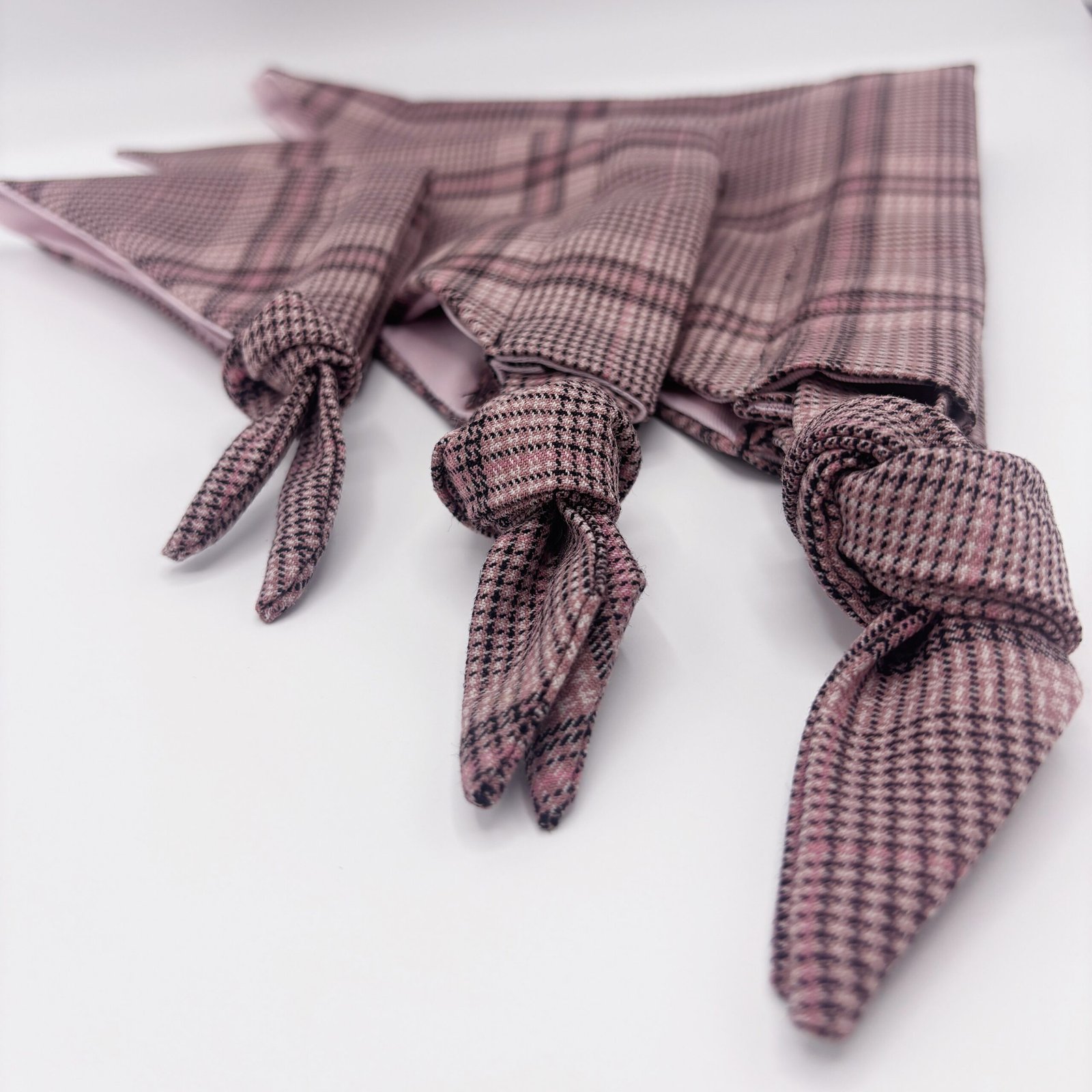 Poochi dog bandana in classic pink check fabric. made in London