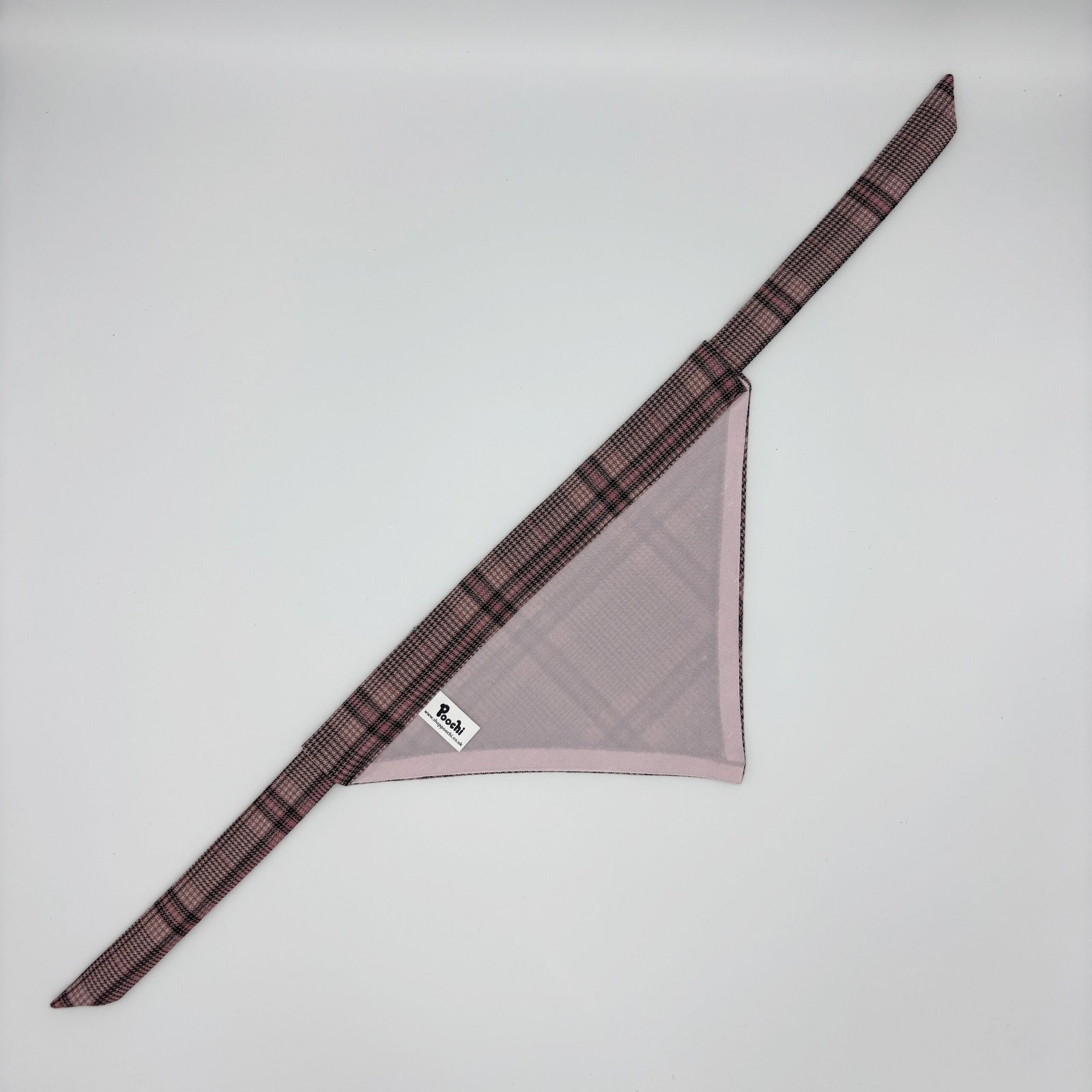 Poochi dog bandana in classic pink check fabric. made in London