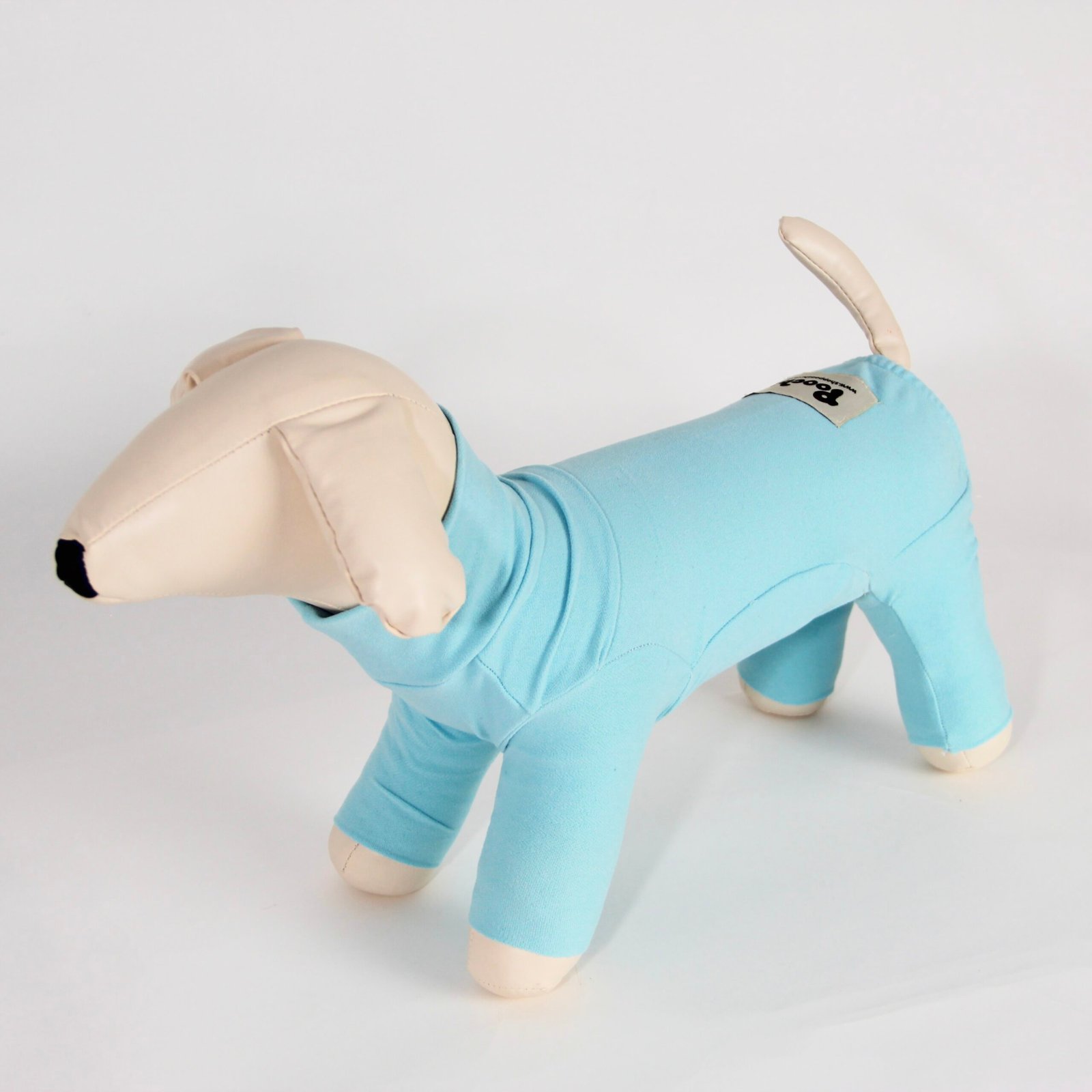 Poochi Classic Juicy Blue Dog Coat in lightweight fleece, front three-quarter view on a dog mannequin