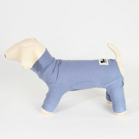 Poochi Classic Soft Grey Dog Coat in lightweight fleece, side view on a dog mannequin