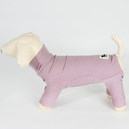 Poochi Classic Lilac Dog Coat in lightweight fleece, side view on a dog mannequin